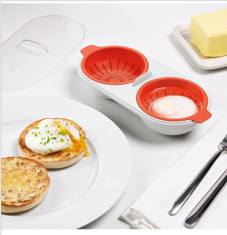 Microwave Egg Poacher Food Grade Cookware Double Cup Boiler Kitchen