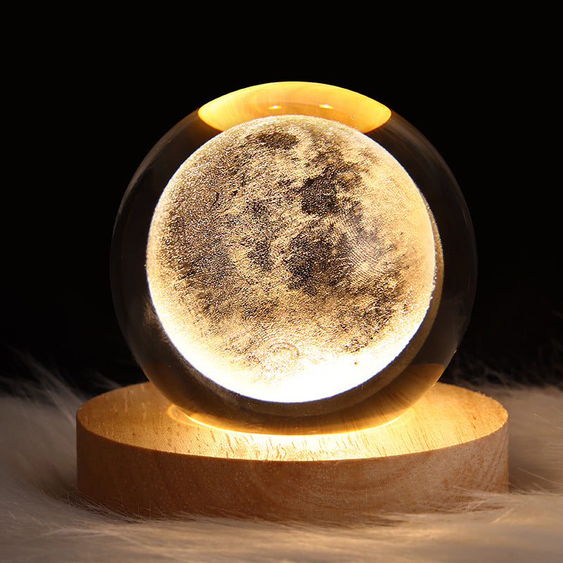 Starry Sky Planet Moon Crystal Ball Night Light - Galaxy Decor Lamp