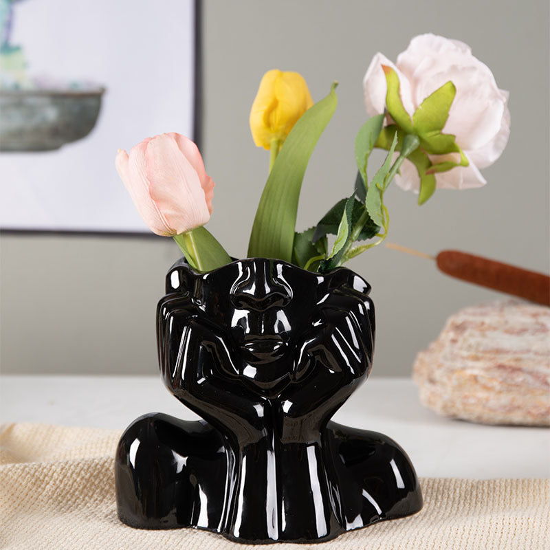 Home Decor Ceramic Flower Vase - Modern Sculpture Vase