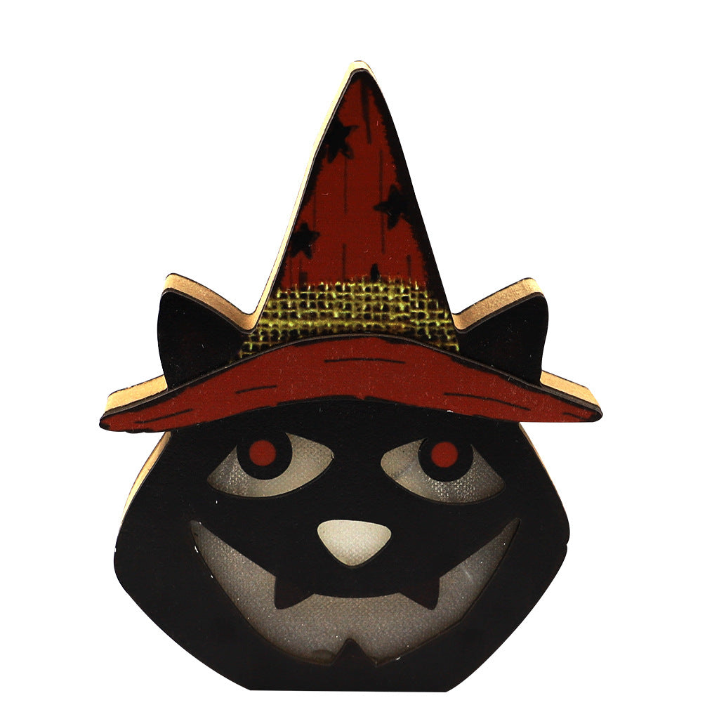Creative Halloween Wooden Pumpkin Lamp Decorations