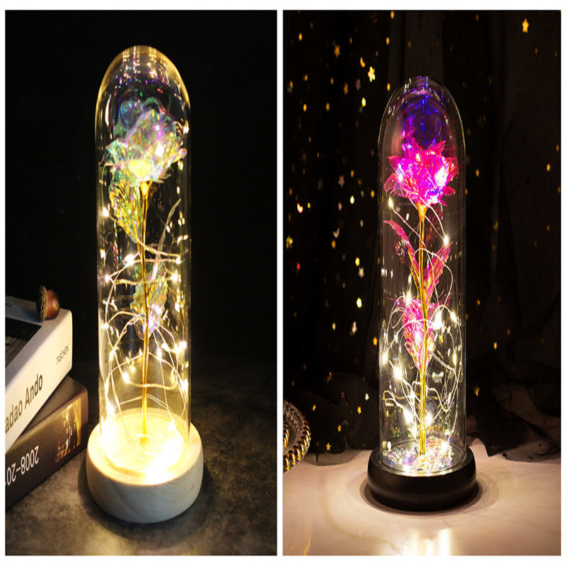 Little Prince Rose in Glass Dome - Eternal Flower LED Gift
