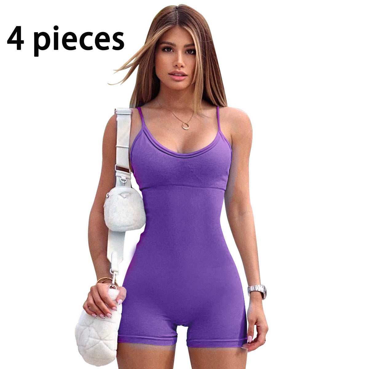 Spaghetti Strap Shorts Jumpsuit Sports Yoga Workout Tight Romper