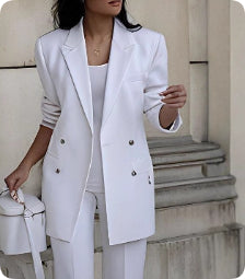 Casual Suits Fashion Long Sleeve Single-Breasted Jacket Top and Slim