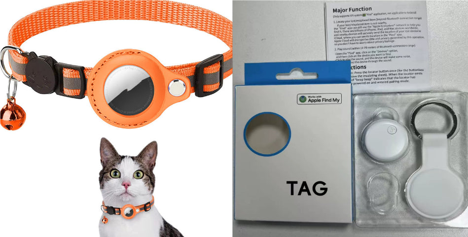 Reflective AirTag Dog Collar - Nylon Pet Collar with Waterproof AirTag Holder