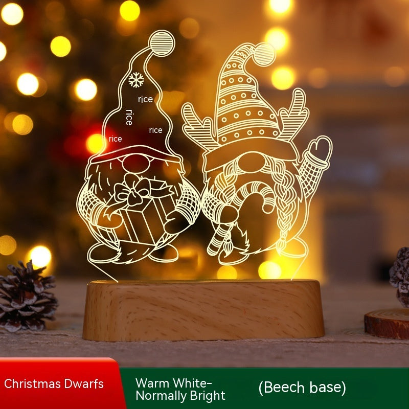Christmas 3D Acrylic LED Night Light Lamp | Xmas Holiday Decor