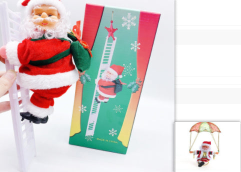 Electric Climbing Santa Claus Ladder - Musical Animated Christmas Decoration