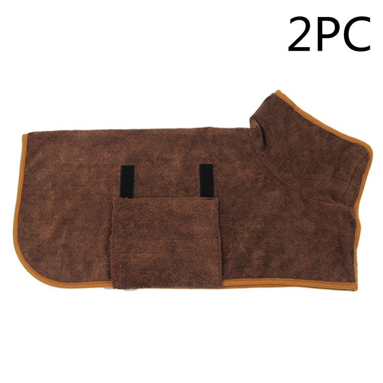 Absorbent Dog Bathrobe with Hood - Microfiber Waist-Wrap Drying Coat