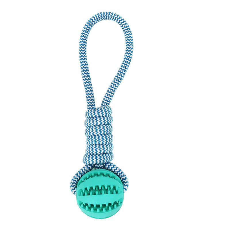 Interactive Dog Treat Ball with Rope - Bite Resistant Rubber Chew Toy for Tug & Fetch