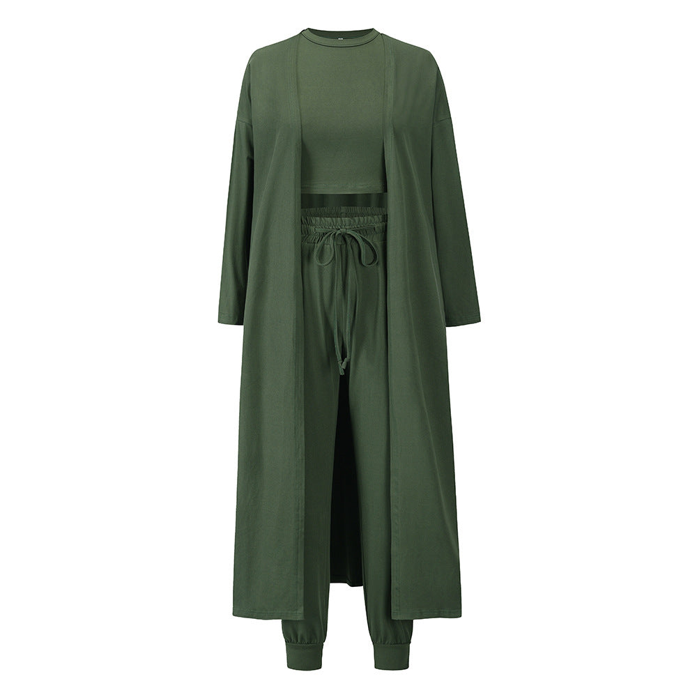 Women's Knitted Slim-Fit Temperament Vest and Trousers Sports Suit