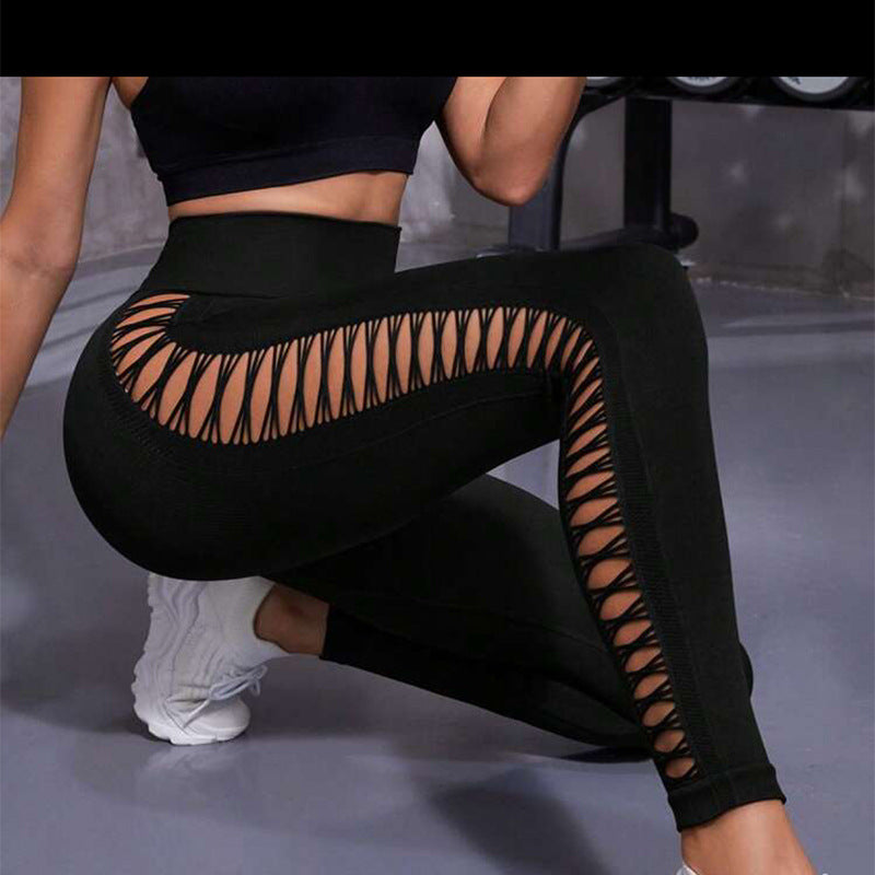 Hollow Tie Dye Printed Yoga Pants High Waist Butt Lift Seamless