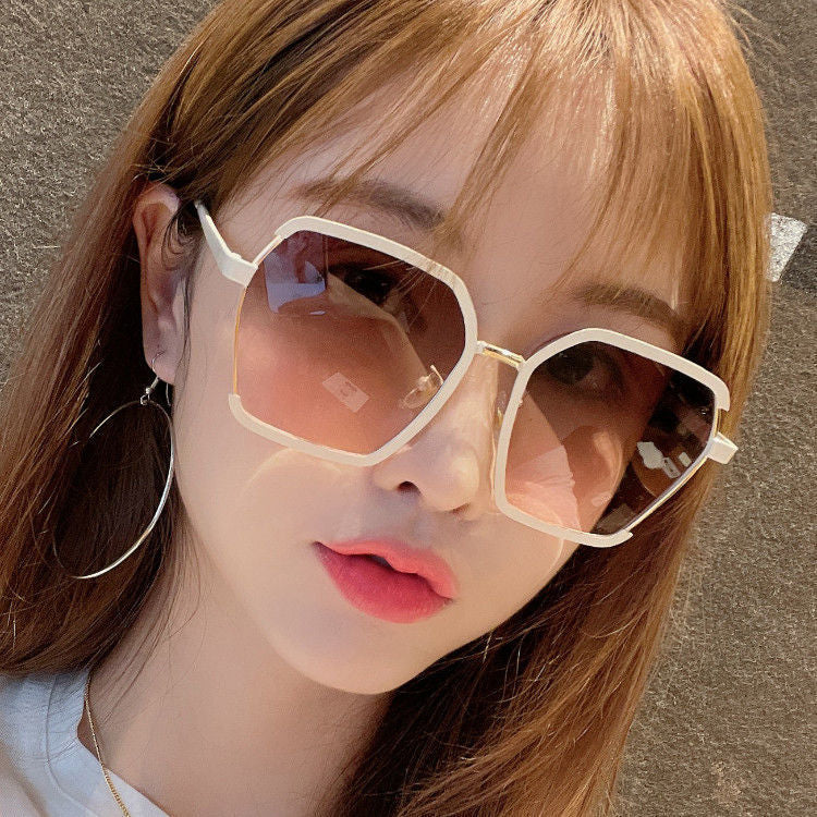 Vintage Half-Frame Sunglasses Summer Oversize Metal Square Eyewear