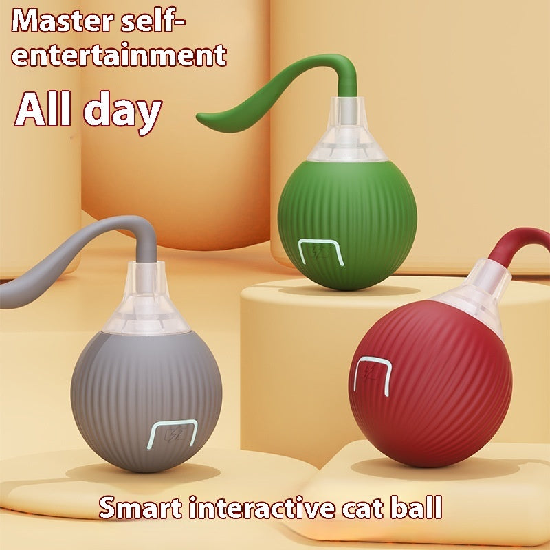 Automatic Rolling Cat Toy Ball - Smart Interactive Ball with Feather Tail