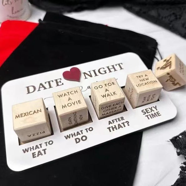 Wooden Date Night Dice - Couples Decision Game Gift