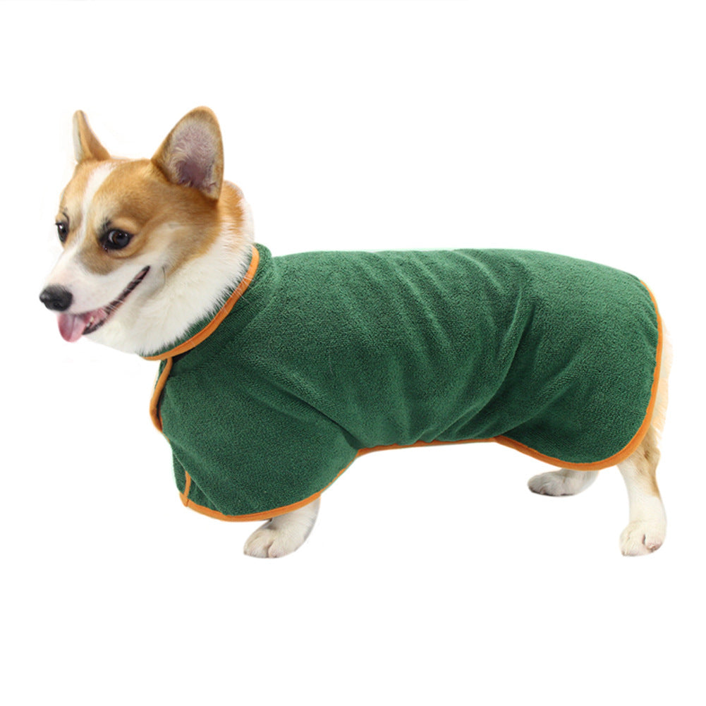 Absorbent Dog Bathrobe with Hood - Microfiber Waist-Wrap Drying Coat