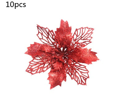 Christmas Glitter Artifical Flowers Tree Decorations for Home Fake