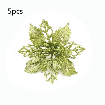 Christmas Glitter Artifical Flowers Tree Decorations for Home Fake