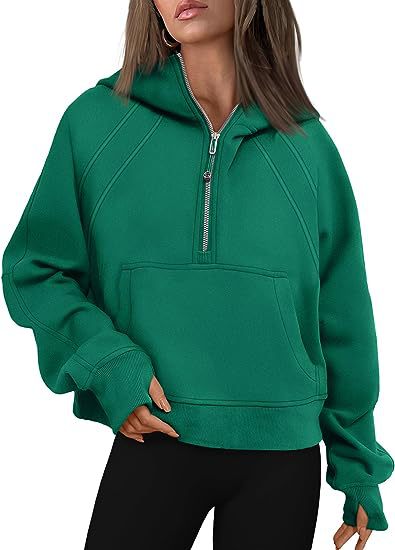 Zipper Hoodies Sweatshirts with Pocket Loose Sport Tops Long Sleeve