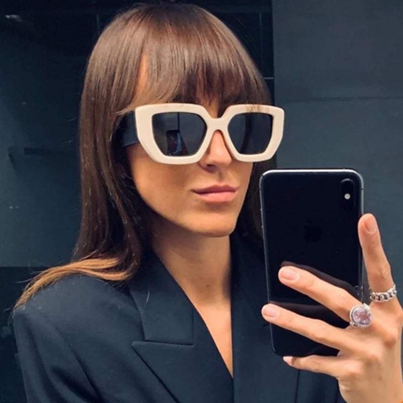 Side Sunglasses Personality Polygon Contrast Retro