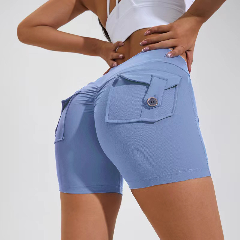 High Waist Hip Lifting Shorts with Pockets Quick Dry Yoga Fitness