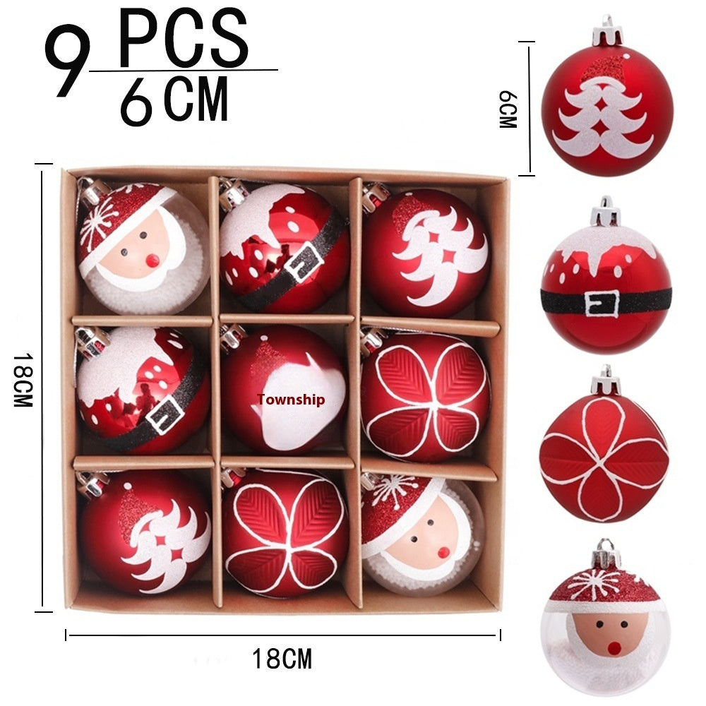 Christmas Theme Hand Drawn Ball Set Hanging Decorations | Xmas Holiday Decor