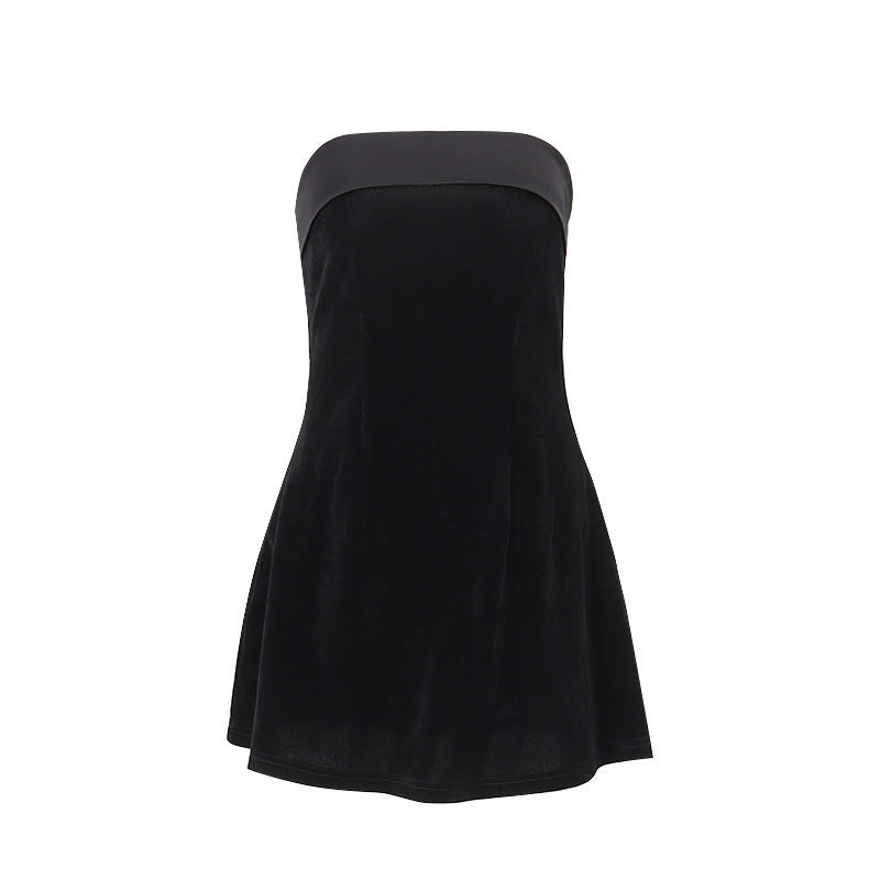 Slim Tube-Top Dress Fashion Zipper A-Line Short Dresses Party Evening