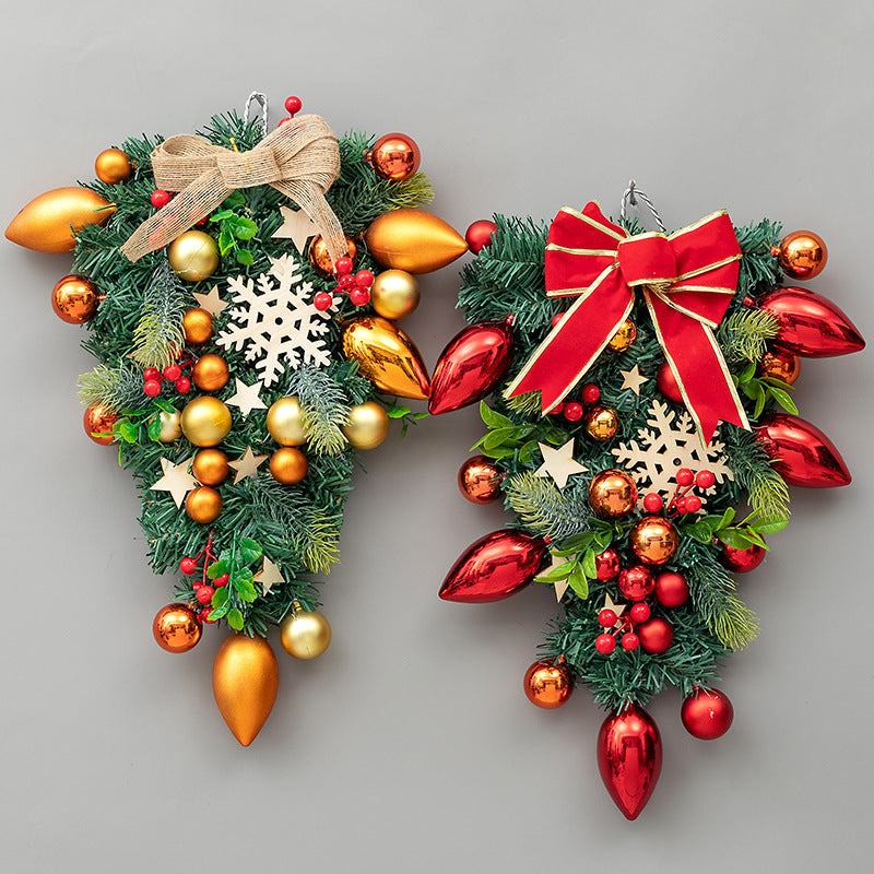 Christmas Decoration Upside Down Tree Horn Rattan Wreath | Xmas Holiday Decor