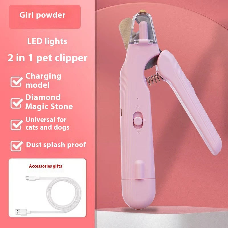 2-in-1 LED Pet Nail Clipper & Grinder - Safe Dog and Cat Nail Trimmer