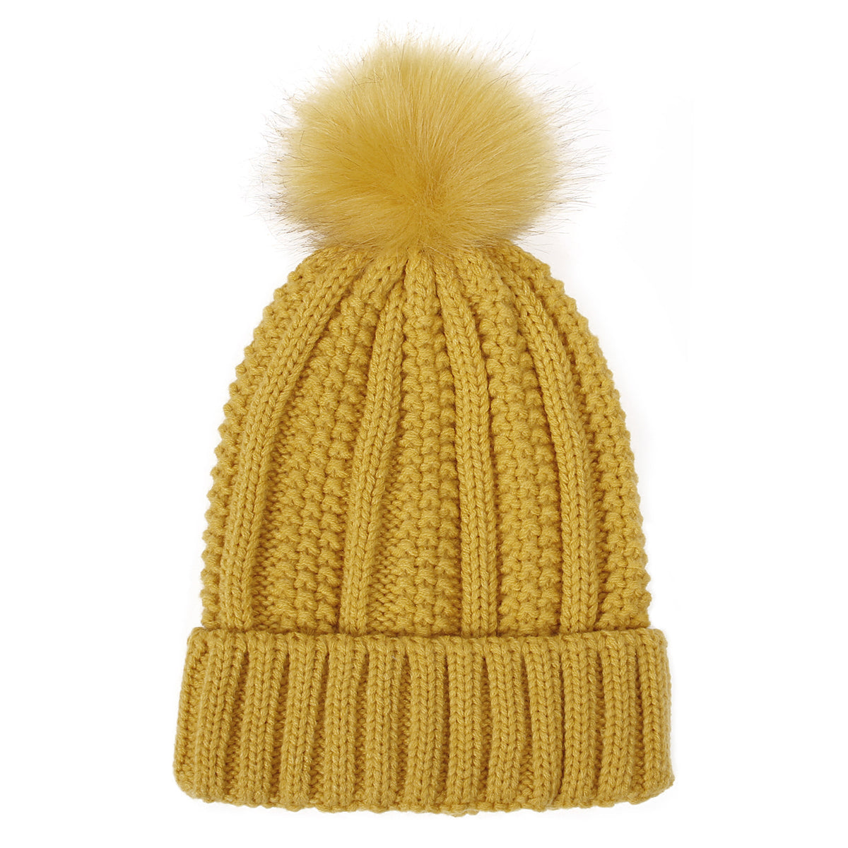 Winter Knitted Hats Fashion Stretchy Lined Skull for Women Faux Fur