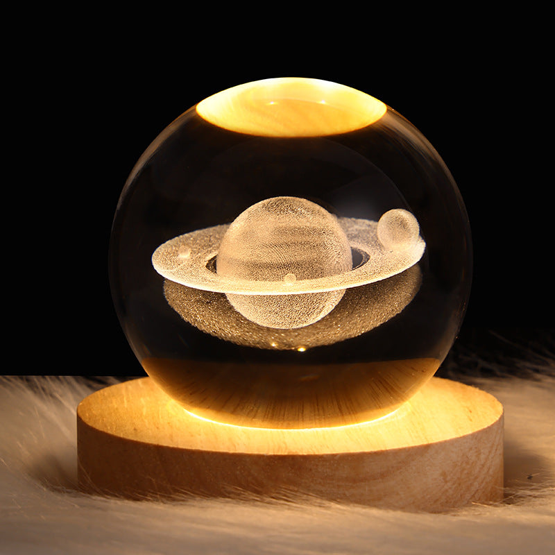 Starry Sky Planet Moon Crystal Ball Night Light - Galaxy Decor Lamp