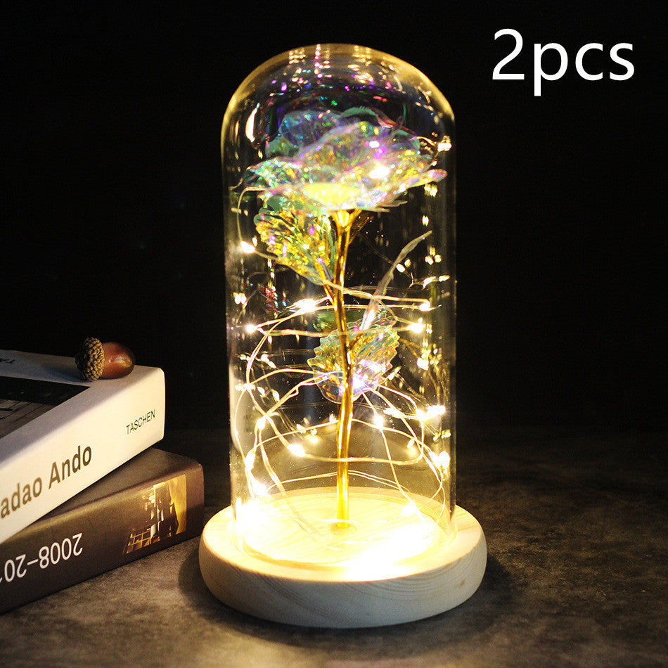 Little Prince Rose in Glass Dome - Eternal Flower LED Gift