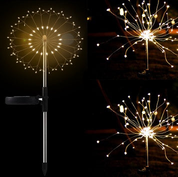 Christmas Ground Plug Solar Fireworks Light LED String Copper Wire