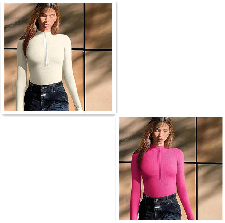 Fashion Long Sleeve Zipper Jumpsuit Seamless Slimming Shapewear