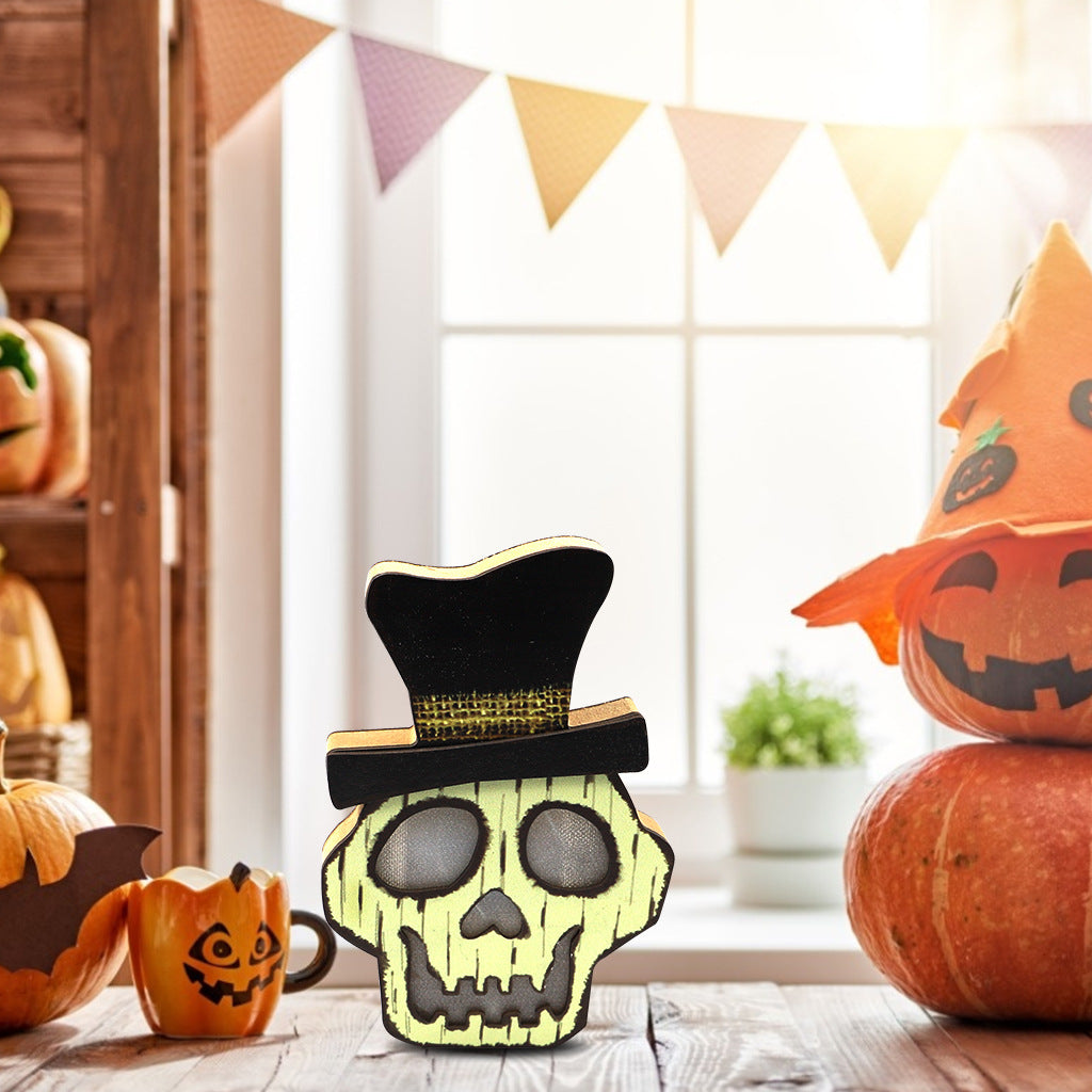 Creative Halloween Wooden Pumpkin Lamp Decorations