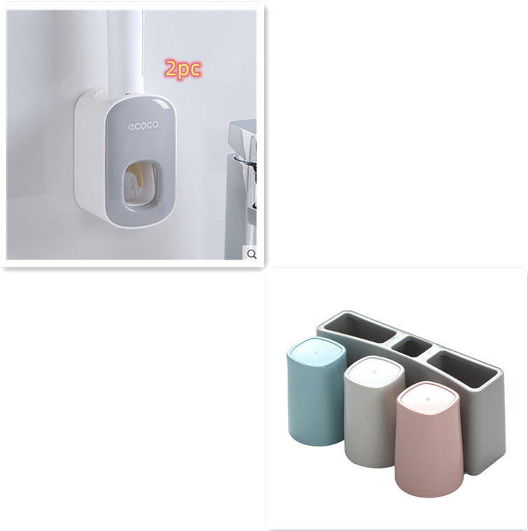 Wall-Mounted Toothbrush Holder and Toothpaste Dispenser