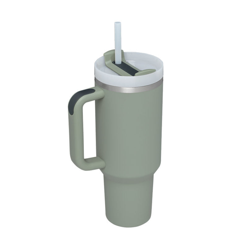 40oz Insulated Tumbler with Handle & Straw - Stainless Steel Leakproof Travel Mug