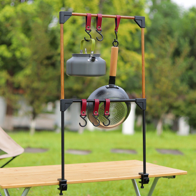 Adjustable Camping Table Rack with Clamp Base - Outdoor Desk Organizer
