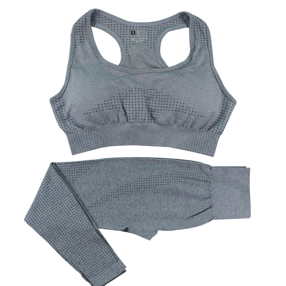 2PCS Seamless Yoga Set Women Tracksuit High Waist Leggings Workout
