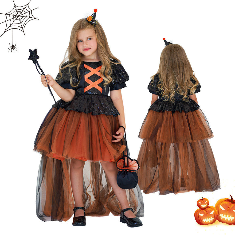 Halloween Girls Witch Performance Costume Party Dress