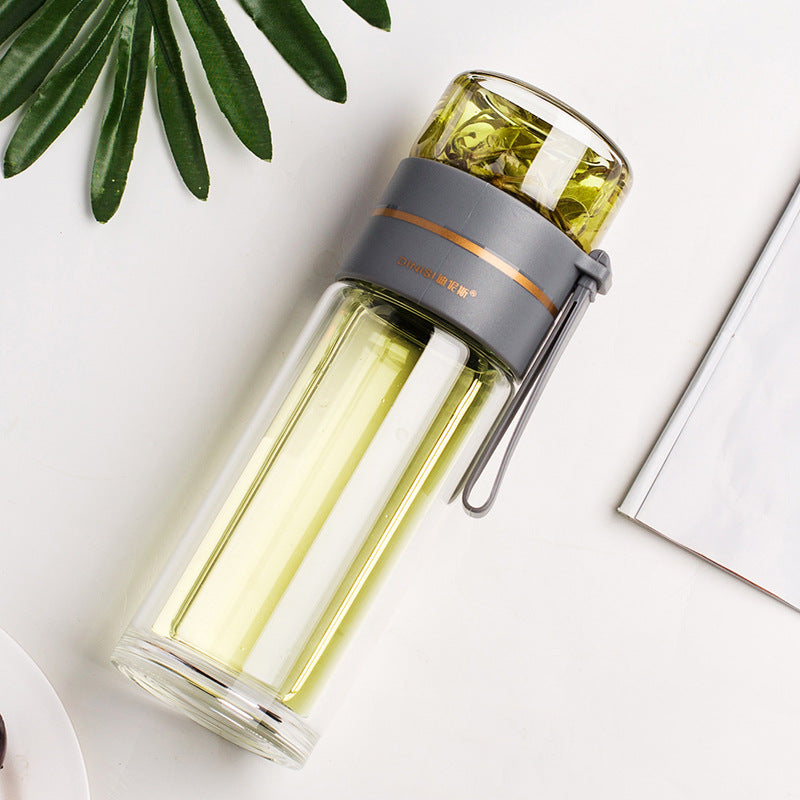 Double-Wall Glass Tea Infuser Bottle - 400-450 ml