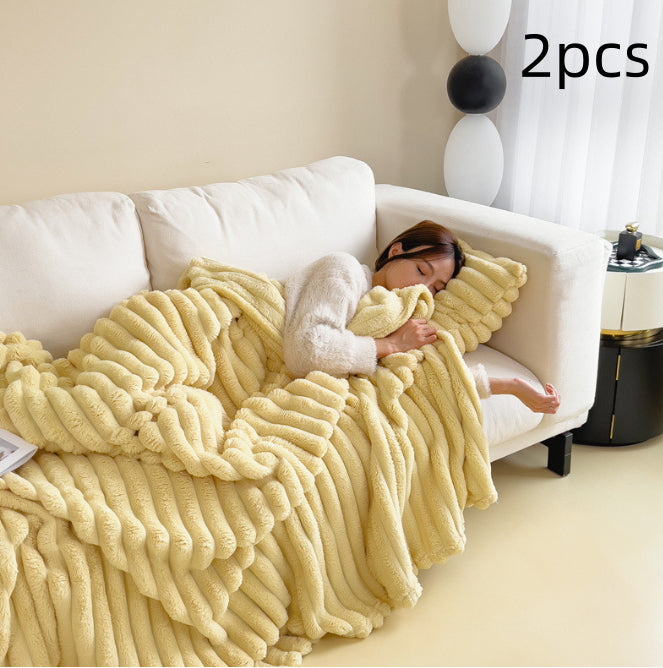 Soft Bubble Velvet Blanket - Warm Solid Color Throw