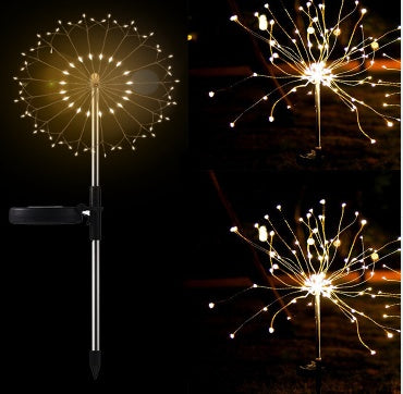 Christmas Ground Plug Solar Fireworks Light LED String Copper Wire