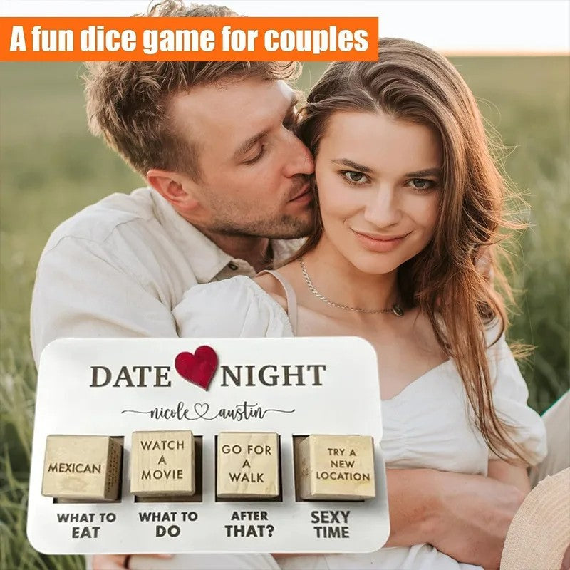 Wooden Date Night Dice - Couples Decision Game Gift