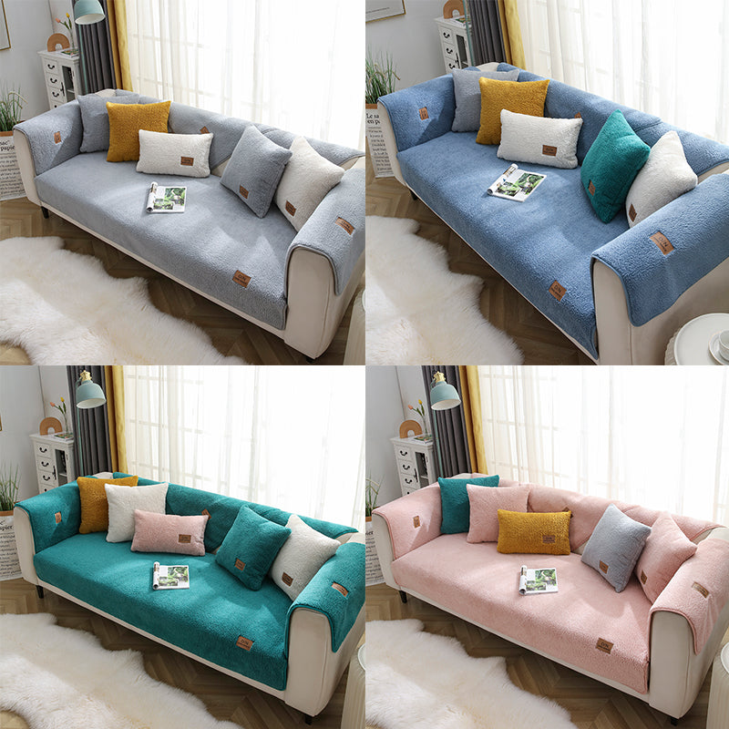 Modern Solid Color Winter Lambswool Sofa Cushion