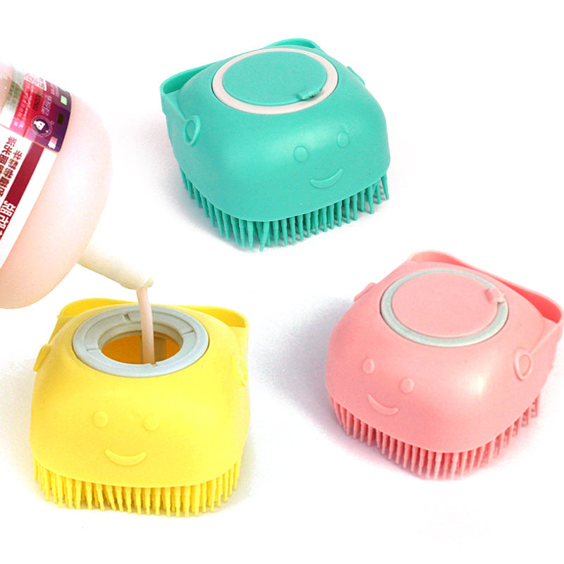 Silicone Dog Bath Brush with Shampoo Dispenser - Massage Grooming Scrubber