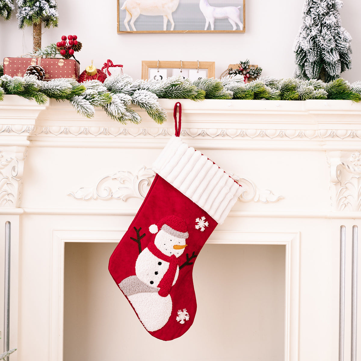 Christmas Decorations Gold Velvet Patch Stockings | Xmas Holiday Decor