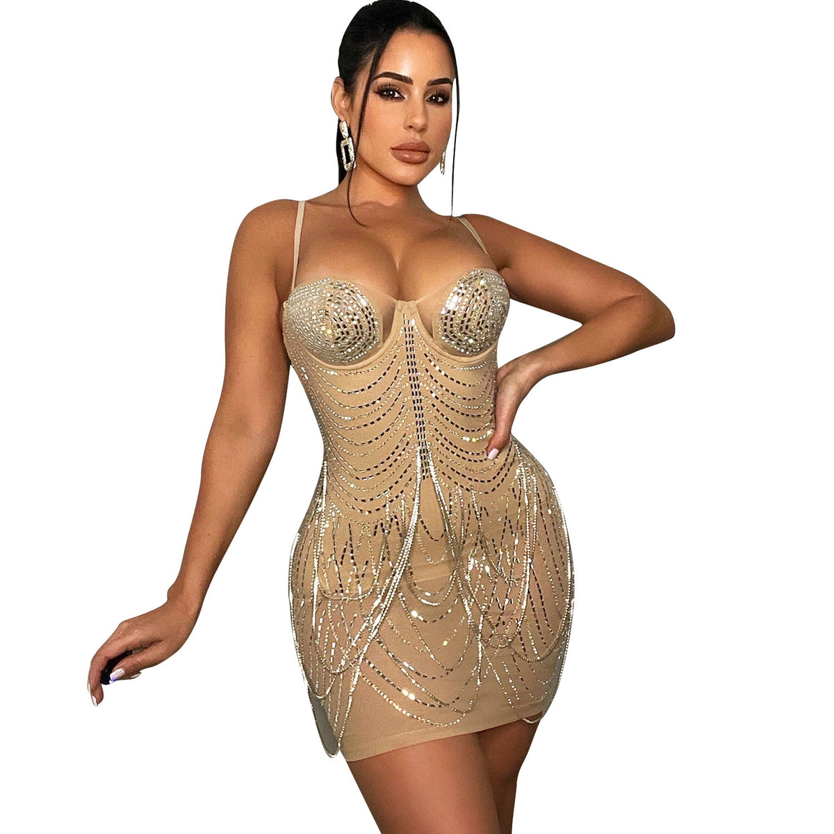 Women's Fashion Personality Tassel Suspender Dress for Party