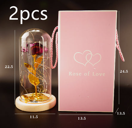 Little Prince Rose in Glass Dome - Eternal Flower LED Gift