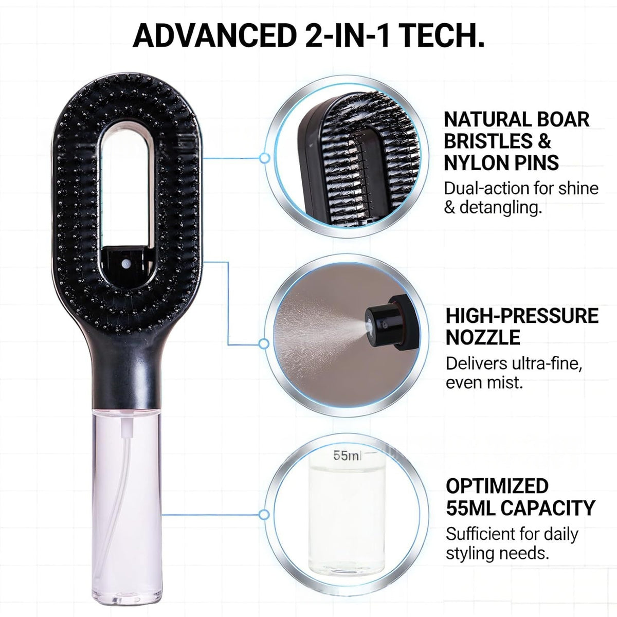 2-in-1 Sprayer Comb - Detangling Scalp Massage Brush