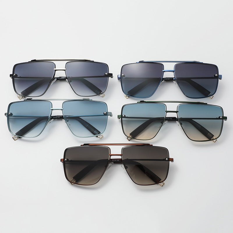 Men’s Double Bridge Metal Sunglasses - Classic Aviator UV Protection Shades