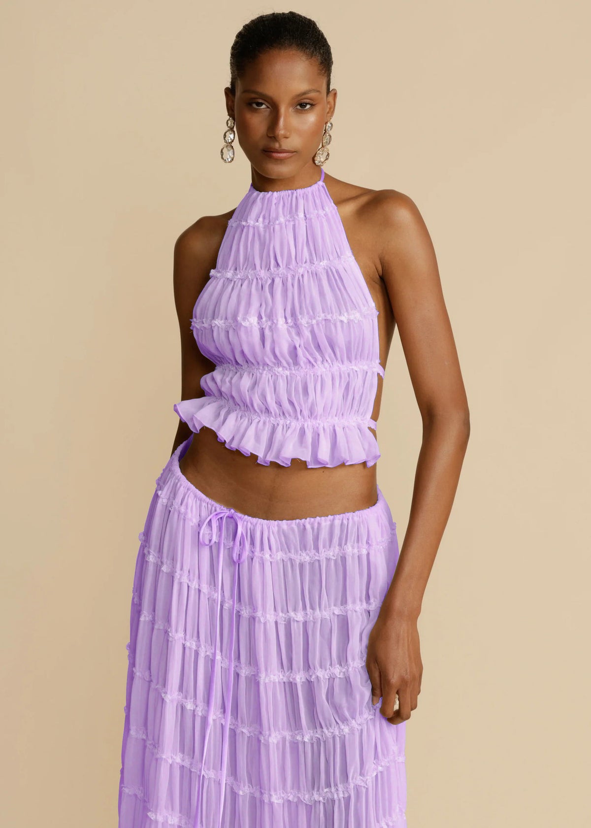 2pcs Women's Dress Suit Sexy Sleeveless Backless Cropped Halter Top
